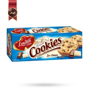 کوکی لندن ترتس London Treats مدل شکلات سه‌ گانه 3x Choco وزن 135 گرم (اورجینال)
