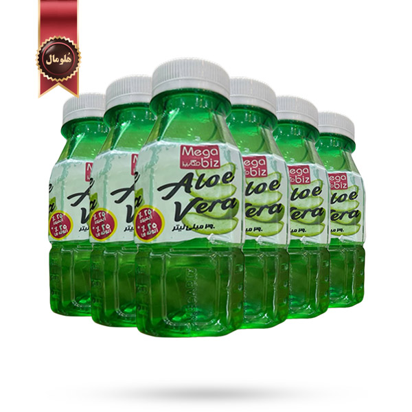6 عدد نوشیدنی مگابیز Mega Biz مدل آلوئه‌ ورا Aloe vera حجم 290 میلی لیتر
