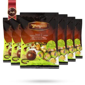 6 بسته شکلات پذیرایی ورگانی Vergani مدل چوکائو با کرم فندق و غلات Chocao وزن 1 کیلویی