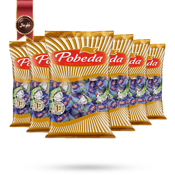 6 بسته شکلات پذیرایی پوبدا Pobeda مدل سوناتا بدون شکر Sonata No Sugar وزن 1 کیلویی