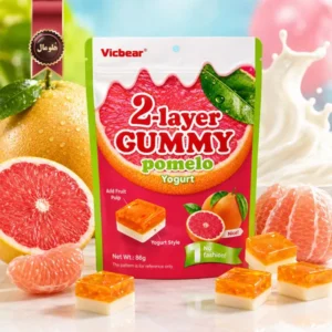 6 بسته پاستیل دو لایه ویک‌بر Vicbear مدل پوملو و ماست Pomelo yogurt وزن 86 گرم (اورجینال)