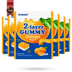 6 بسته پاستیل دو لایه ویک‌بر Vicbear مدل پرتقال و ماست Orange yogurt وزن 86 گرم (اورجینال)