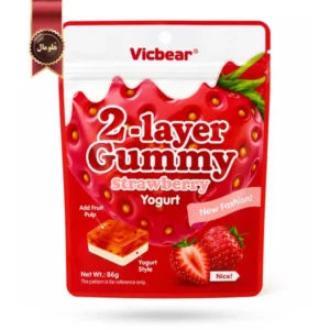 پاستیل دو لایه ویک‌بر Vicbear مدل توت‌فرنگی و ماست Strawberry yogurt وزن 86 گرم (اورجینال)