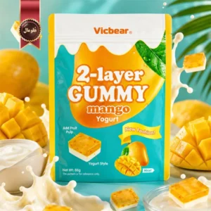 6 بسته پاستیل دو لایه ویک‌بر Vicbear مدل انبه و ماست Mango yogurt وزن 86 گرم (اورجینال)