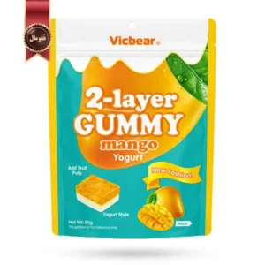 پاستیل دو لایه ویک‌بر Vicbear مدل انبه و ماست Mango yogurt وزن 86 گرم (اورجینال)