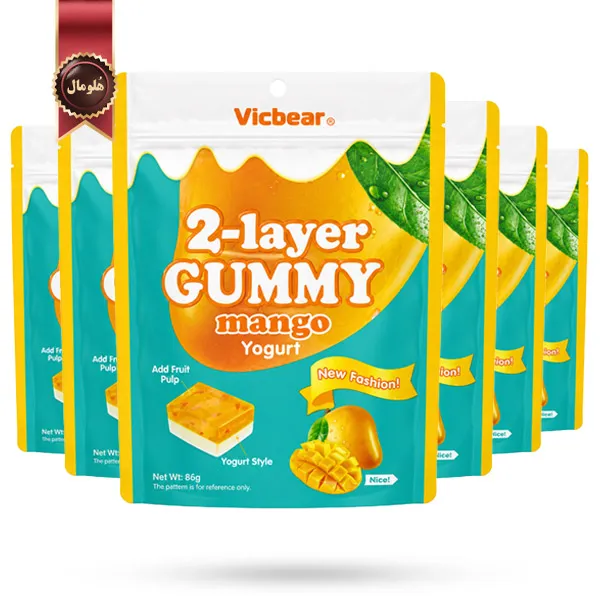 6 بسته پاستیل دو لایه ویکبر Vicbear مدل انبه و ماست Mango yogurt وزن 86 گرم (اورجینال)