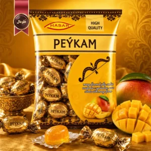 6 بسته آبنبات ژله‌ای هاسار پیکام HASAR PEYKAM مدل طعم انبه Mango flavor وزن 500 گرم (اورجینال)