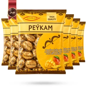 6 بسته آبنبات ژله‌ای هاسار پیکام HASAR PEYKAM مدل طعم انبه Mango flavor وزن 500 گرم (اورجینال)