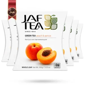 6 بسته چای سبز میوه ای جف تی JAF TEA مدل هلو و زردآلو Peach & Apricot وزن 100 گرم (اورجینال)