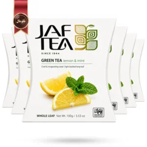 6 بسته چای سبز میوه ای جف تی JAF TEA مدل لیمو و نعناع Lemon & Mint وزن 100 گرم (اورجینال)