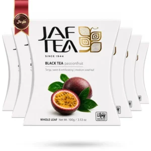 6 بسته چای سیاه میوه ای جف تی JAF TEA مدل پشن فروت Passionfruit وزن 100 گرم (اورجینال)