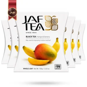 6 بسته چای سیاه میوه ای جف تی JAF TEA مدل انبه و موز Mango & Banana وزن 100 گرم (اورجینال)