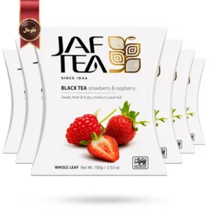 چای سیاه میوه ای جف تی JAF TEA مدل توت فرنگی و تمشک Strawberry & Raspberry وزن 100 گرم (اورجینال)