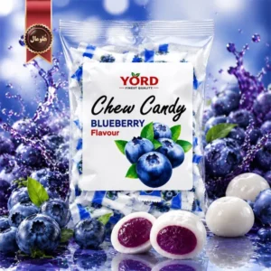 6 بسته تافی جویدنی یورد YORD مدل بلوبری چوی کندی Chew Candy Blueberry وزن 200 گرم (اورجینال)