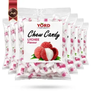 6 بسته تافی جویدنی یورد YORD مدل لیچی چوی کندی Chew Candy Lychee وزن 200 گرم (اورجینال)