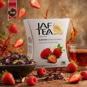 6 بسته چای سیاه میوه ای جف تی JAF TEA مدل توت فرنگی و تمشک Strawberry & Raspberry وزن 100 گرم (اورجینال)