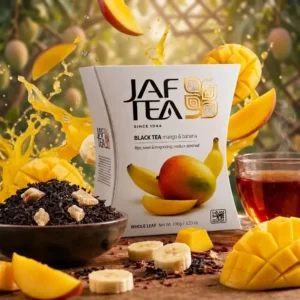 6 بسته چای سیاه میوه ای جف تی JAF TEA مدل انبه و موز Mango & Banana وزن 100 گرم (اورجینال)