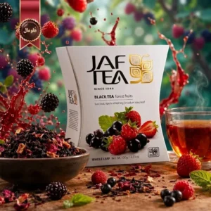 6 بسته چای سیاه میوه ای جف تی JAF TEA مدل میوه‌های جنگلی forest fruits وزن 100 گرم (اورجینال)