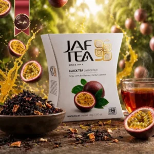 6 بسته چای سیاه میوه ای جف تی JAF TEA مدل پشن فروت Passionfruit وزن 100 گرم (اورجینال)