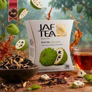 6 بسته چای سیاه میوه ای جف تی JAF TEA مدل ساورساپ خامه‌ای Creamy Soursop وزن 100 گرم (اورجینال)