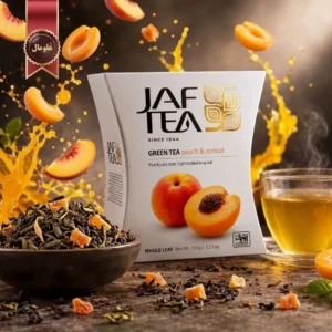 6 بسته چای سبز میوه ای جف تی JAF TEA مدل هلو و زردآلو Peach & Apricot وزن 100 گرم (اورجینال)